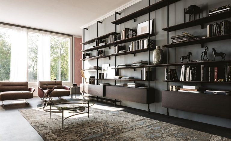 Cattelan: Libreria Airport in goffrato graphite e rovere brucciato